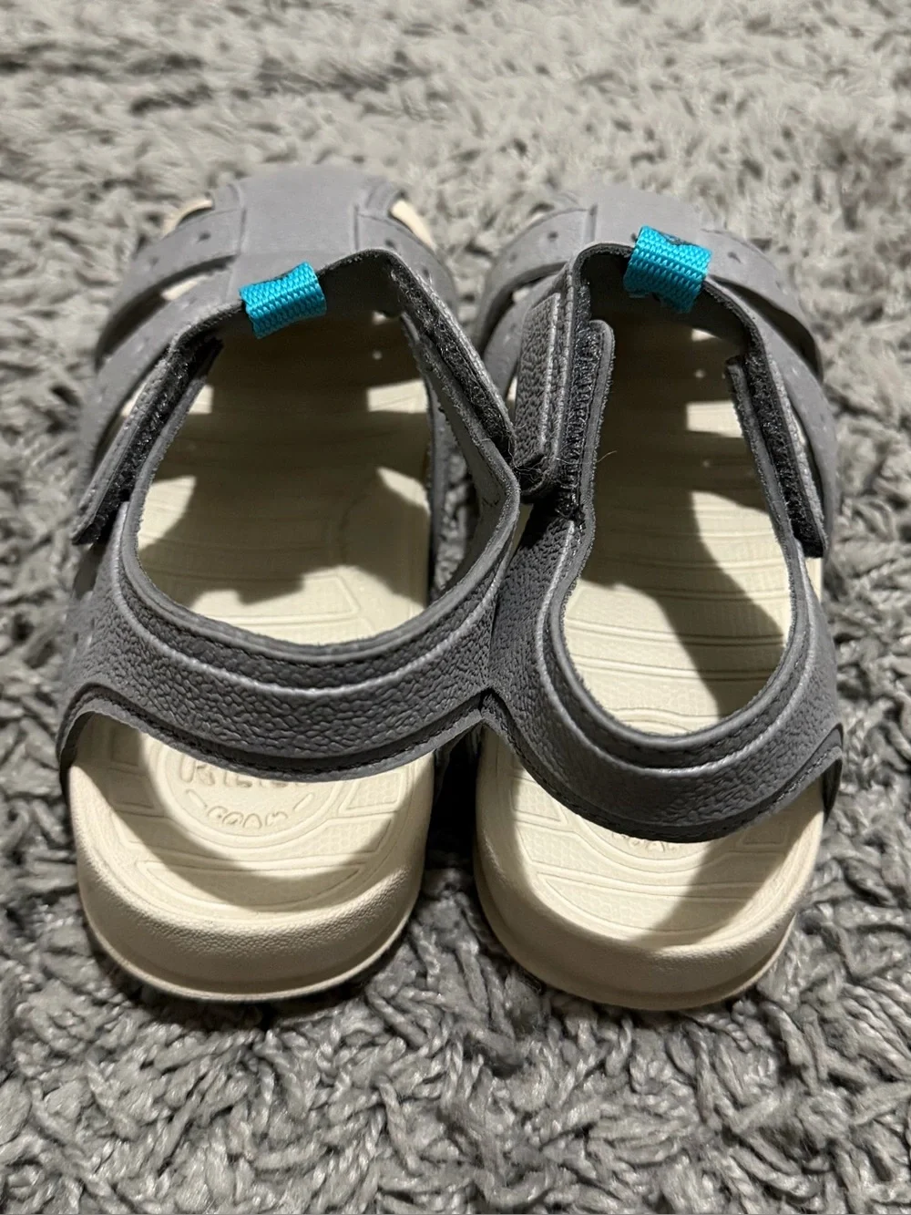 Reef Kids Gray Closed-Toe Sport Sandals with Blue Tabs